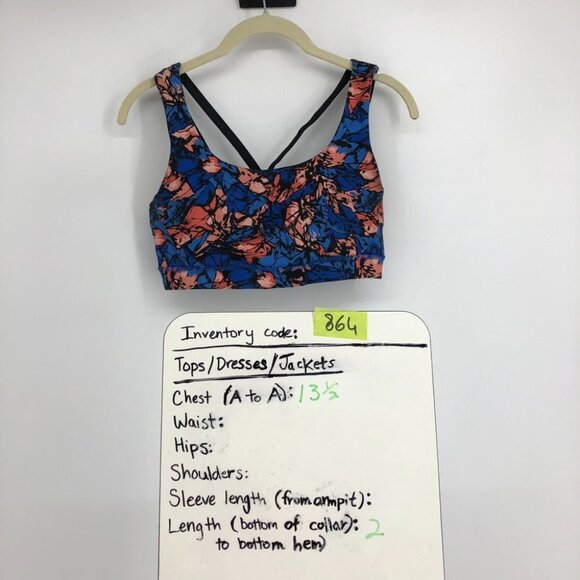 Lululemon Blue Multi / Black Energy Bra (Exhale) Mini Paint Storm Harbor size 8 - Picture 15 of 16